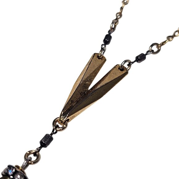 Layered Gold-Tone Necklace Ornate Cross Pendant‎ Beaded Accents 18" - Picture 6 of 11